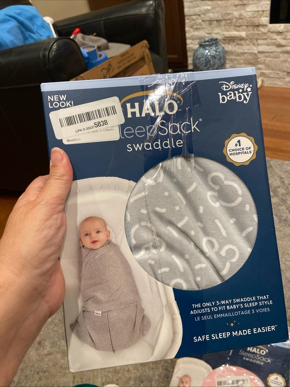 HALO SleepSack 100% Cotton Swaddle Wrap Disney Baby Collection Mickey Gray Small